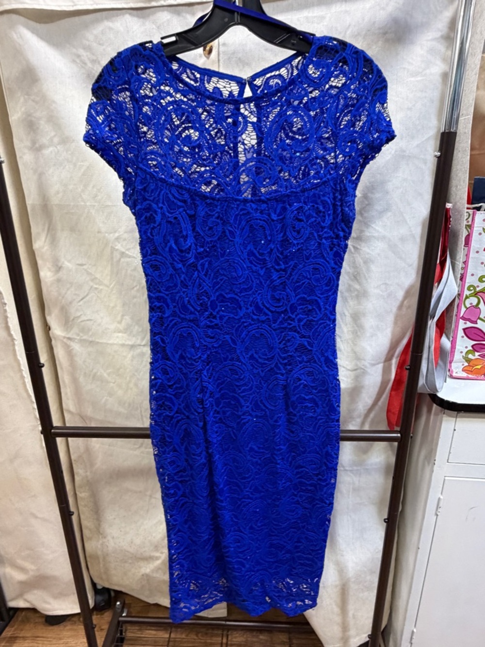 MARINA Cobalt Blue Lace Midi Dress